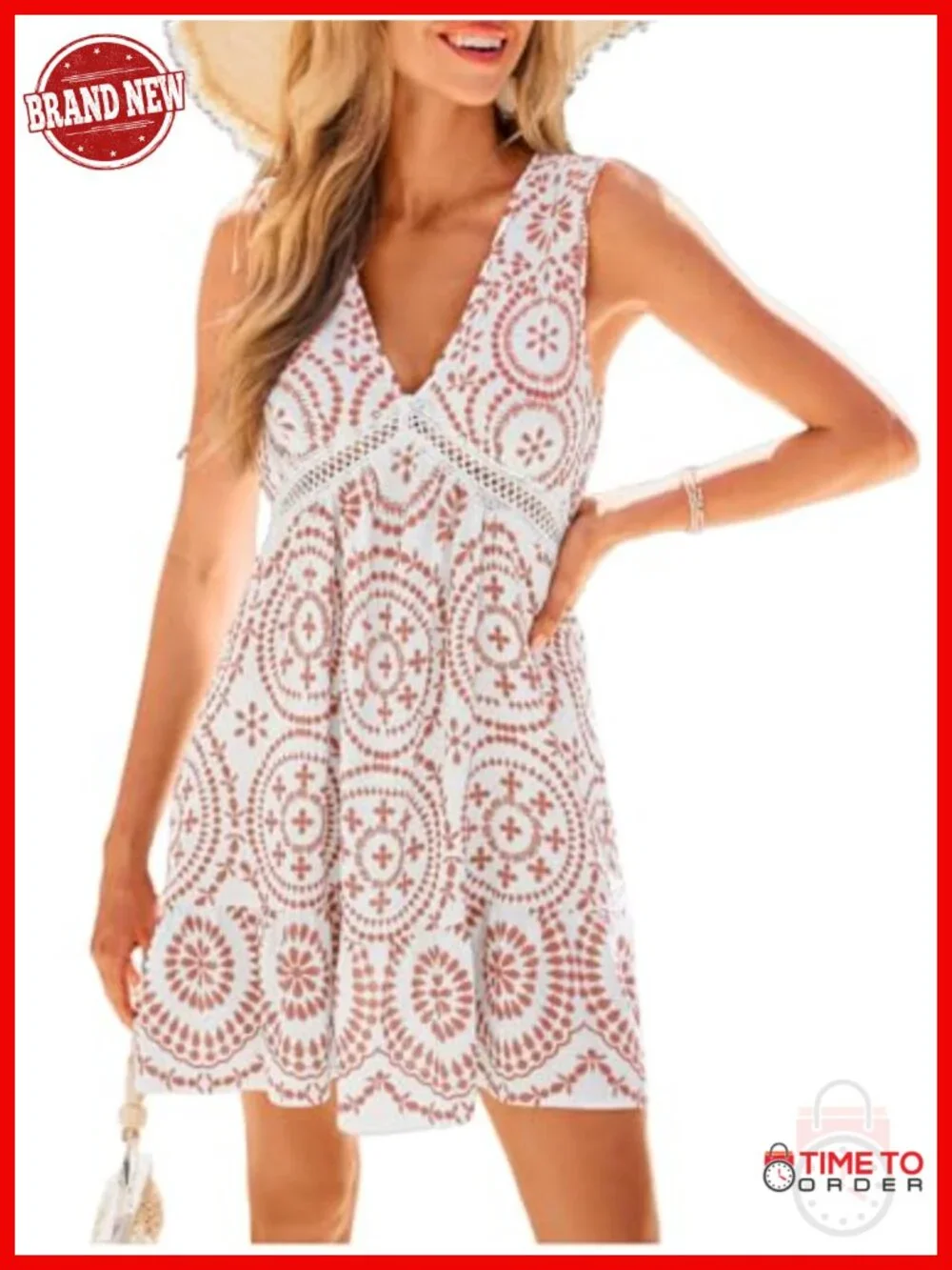 Women's Paisley Print Plunging V Neck Cutout Sleeveless Ruffle Beach Coverup